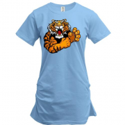 Подовжена футболка з грізним тигром