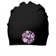 Бавовняна шапка з фіолетовим орнаментом