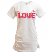 Подовжена футболка з написом "Love" з квітів
