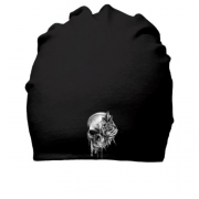 Хлопковая шапка с черно-белым черепом и розой