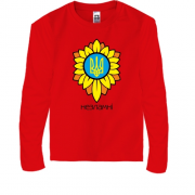 Детская футболка с длинным рукавом с гербом Украины в цветах - Незламні