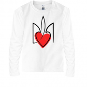 Детская футболка с длинным рукавом стилизованный Тризуб с сердцем