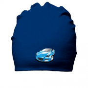 Хлопковая шапка с синим спорткаром