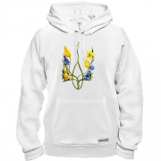 Толстовка з гербом України із акварельних квітів