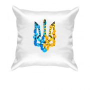 Подушка с гербом Украины из желто-синих цветов