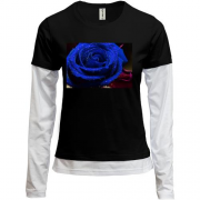 Комбинированный лонгслив Темно-синяя роза