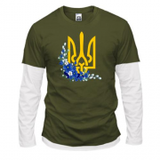 Комбінований лонгслів з гербом України в квітах