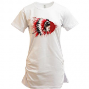 Подовжена футболка з індіанкою на тлі червоного сонця