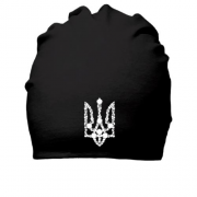 Хлопковая шапка с черно-белым цветочным гербом Украины