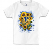 Дитяча футболка Герб України із соняшниками