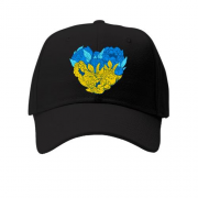 Кепка Серце із жовто-синіх квітів