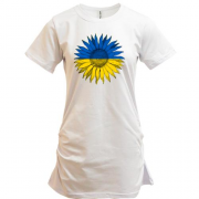Подовжена футболка з патріотичним соняшником