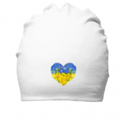 Бавовняна шапка Серце із жовто-блакитних квітів