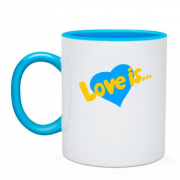 Чашка з Жовто-блакитною Love is.