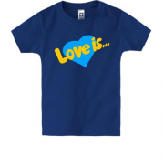Дитяча футболка з Жовто-блакитною Love is.