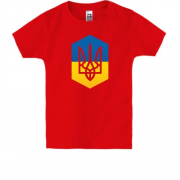 Детская футболка с Тризубом на фоне флага