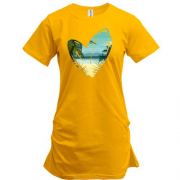 Подовжена футболка з принтом "Океан у серці"