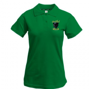 Жіноча футболка-поло з гаслом "Мрія" на тлі пантери