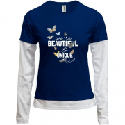 Жіночий лонгслів Комбі з метеликами "Beautiful"