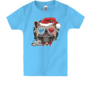 Детская футболка с рождественским ганста мопсом