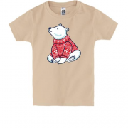 Детская футболка с белым мишкой в свитере