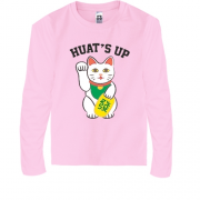 Детская футболка с длинным рукавом с котиком который машет лапкой