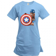 Подовжена футболка з котом - Капітан Америка