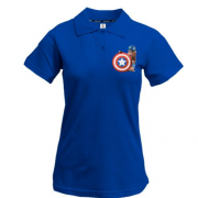 Жіноча футболка-поло з котом - Капітан Америка