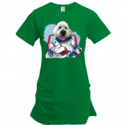 Подовжена футболка із собакою-хокеїстом на воротах