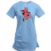 Подовжена футболка "Червоний вовк із кавою" поп-арт