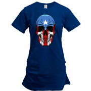 Подовжена футболка з черепом "Капітан Америка"