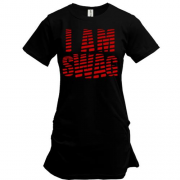 Подовжена футболка з написом "I AM SWAG"