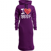 Женская толстовка-платье "I love Beef"