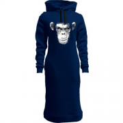 Женская толстовка-платье с мордой шимпанзе