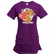 Подовжена футболка "Плюшевий ведмедик і серце"