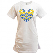 Подовжена футболка "Серце з квіткових орнаментів"