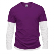 Мужская фиолетовая комбинированная футболка с длинными рукавами
