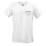 Футболка жовто-синє серце з голубами Міні (Вишивка)