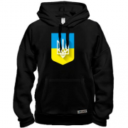 Толстовка с Тризубом на фоне украиского флага