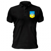 Футболка поло з Тризубом на фоні українського прапора