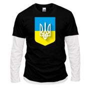 Комбінований лонгслів з Тризубом на фоні українського прапора