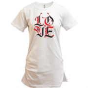 Подовжена футболка з каліграфічним принтом "LOVE"