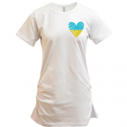 Подовжена футболка із жовто-блакитним серцем АРТ (Вишивка)