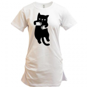 Подовжена футболка Кот в руках (2)