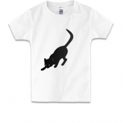 Детская футболка  Halloween с черной кошкой