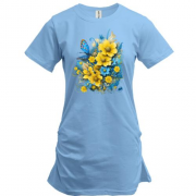 Туника Желто-синий цветочный арт с бабочкой