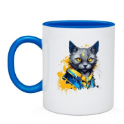 Чашка Кот в желто-синих доспехах
