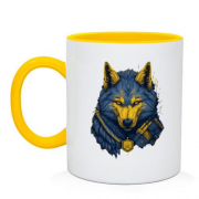 Чашка з жовто-синім міфічним вовком