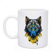 Чашка Волк с желто-синим артом