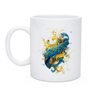 Чашка із жовто-синіми артом
